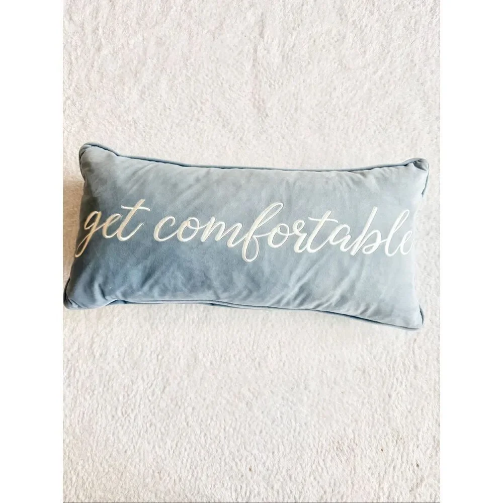 Get comfortable smoky blue velvet decorative pillow